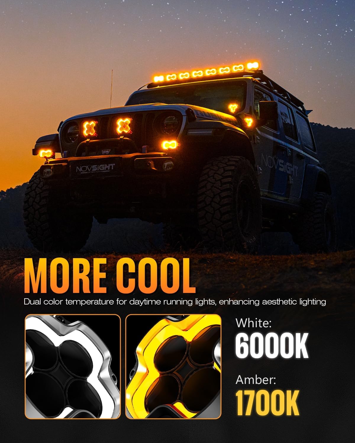 Novsight HALO Series 6" LED Pod Lights – High-Performance Off-Road Lighting with DRL & 60W Power (Pair)