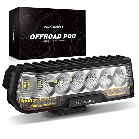 6 Inch LED Integrated Reverse and Brake Light Bar Flood Beam Yellow White