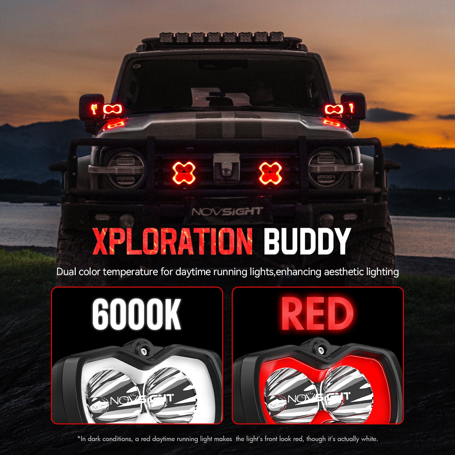 HALO SE Series 4.5-inch LED Pod Lights with Red and White DRL