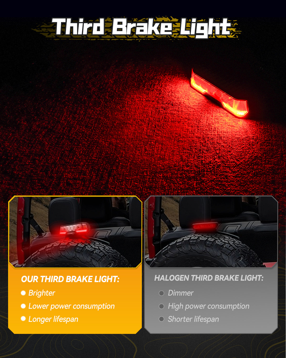 6 Inch LED Integrated Reverse and Brake Light Bar Flood Beam Red White