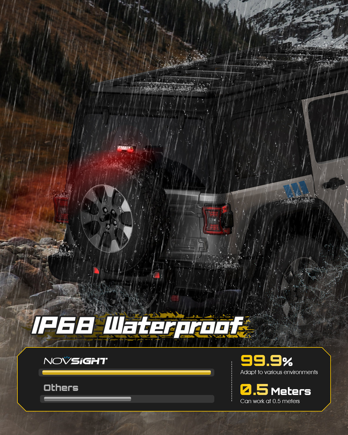 6 Inch LED Integrated Reverse and Brake Light Bar Flood Beam Red White