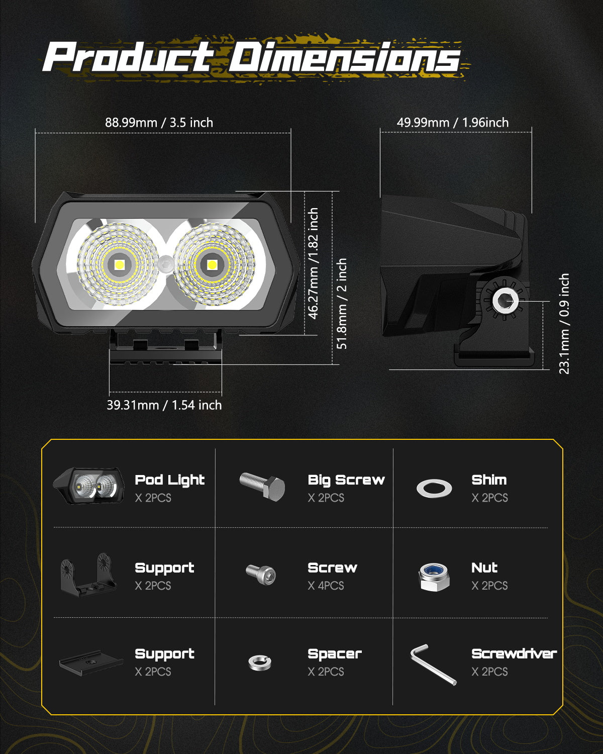 Rock Series | 3.5-inch LED Pod Lights Flood Lights
