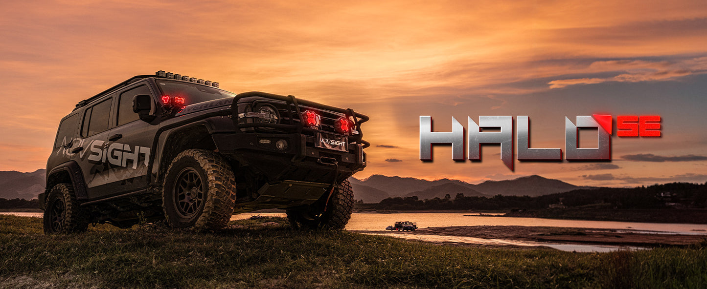 HALO SE Series 6-inch LED Pod Lights with Red and White DRL