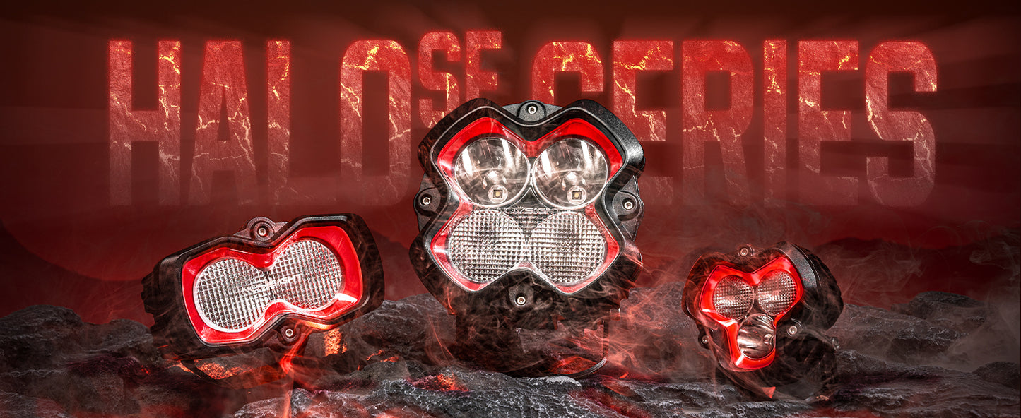 HALO SE Series 4.5-inch LED Pod Lights with Red and White DRL