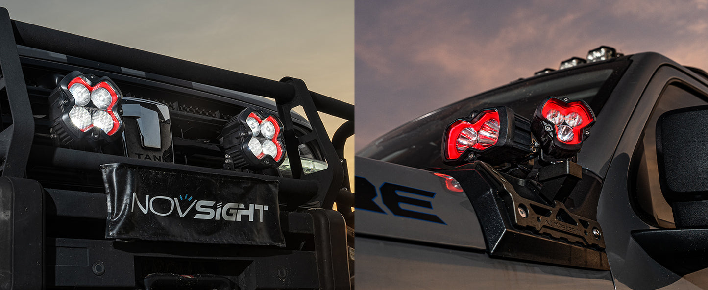 HALO SE Series 3-inch LED Pod Lights with Red and White DRL