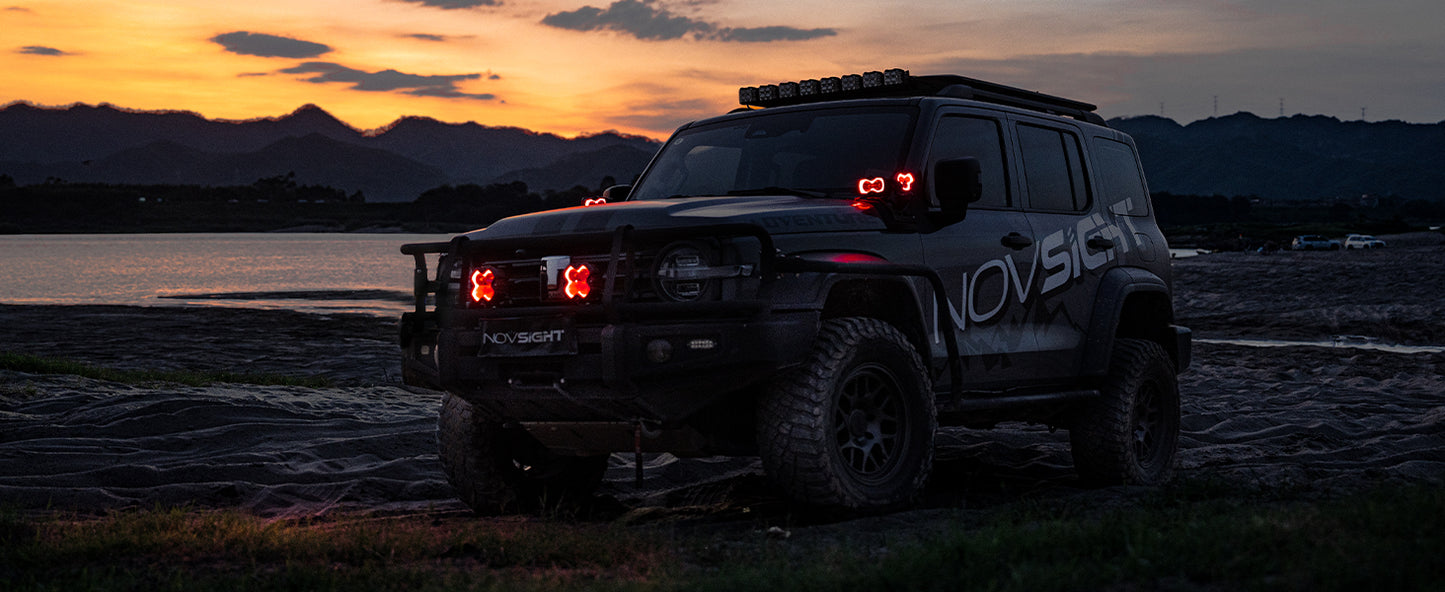 HALO SE Series 3-inch LED Pod Lights with Red and White DRL