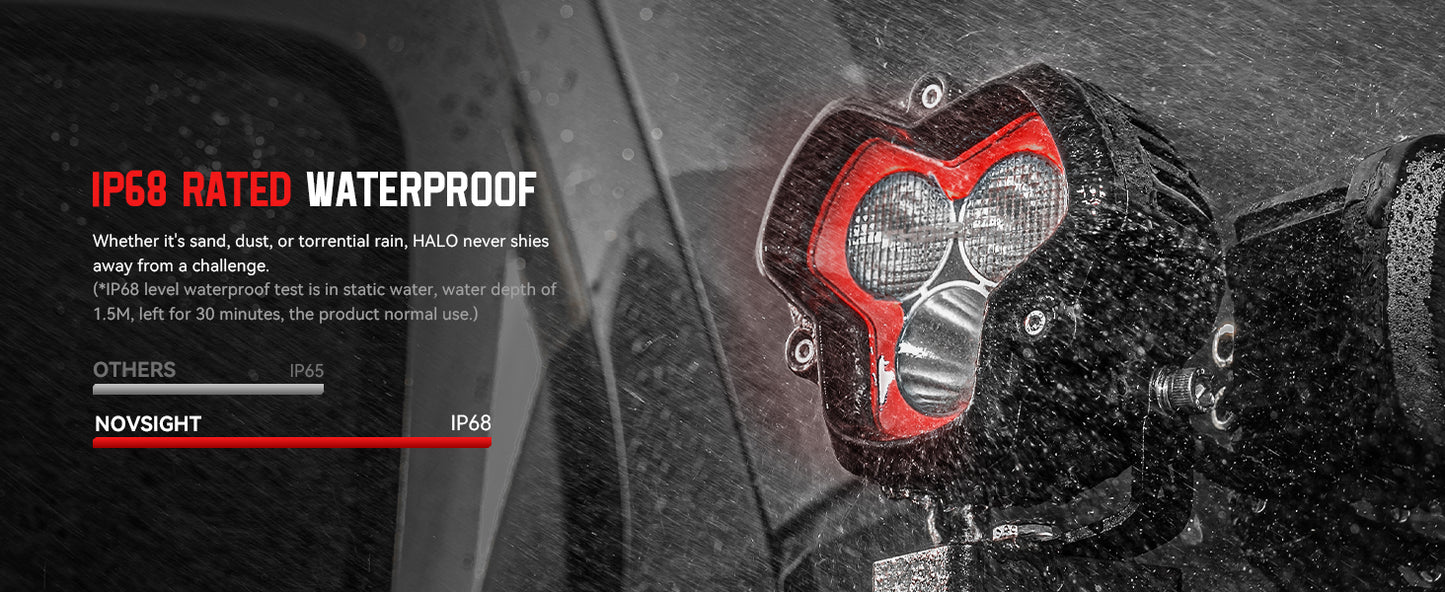 HALO SE Series 3-inch LED Pod Lights with Red and White DRL