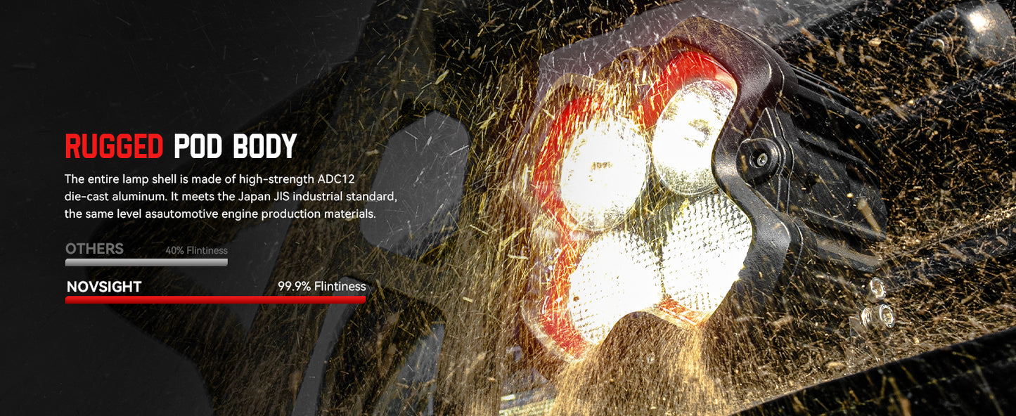 HALO SE Series 6-inch LED Pod Lights with Red and White DRL