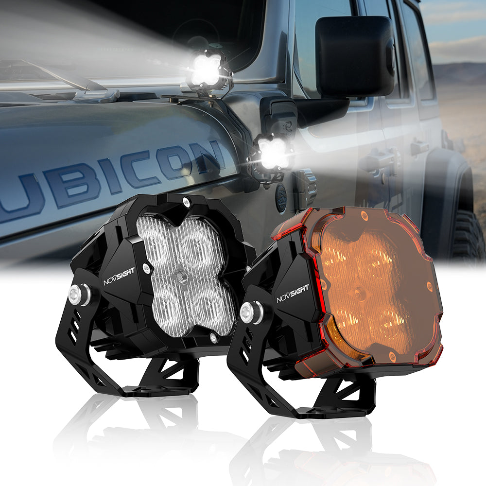 NOVSIGHT CYBER Series 3 Inch Cube LED Pod Lights with Harness
