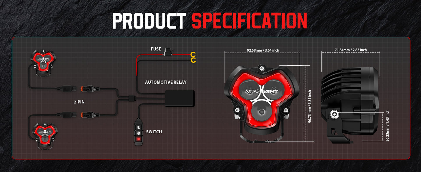 HALO SE Series 3-inch LED Pod Lights with Red and White DRL