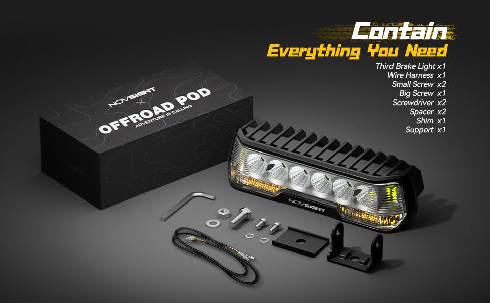 6 Inch LED Integrated Reverse and Brake Light Bar Flood Beam Yellow White