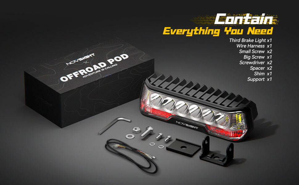 6 Inch LED Integrated Reverse and Brake Light Bar Flood Beam Red White