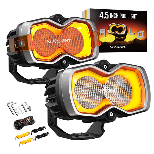 Novsight HALO Pro Series 4.5" LED Pod Lights with Dynamic DRL Modes - Flood Beam