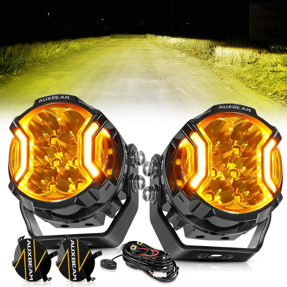 Auxbeam V-ULTRA 3" 108W Side Shooter LED Pod Lights – Amber with Amber DRL (Pair)