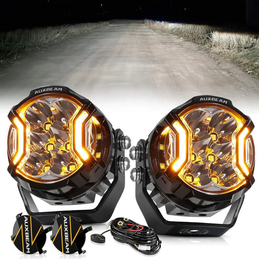 Auxbeam V-ULTRA 3" 108W Side Shooter LED Pod Lights – White with Amber DRL (Pair)