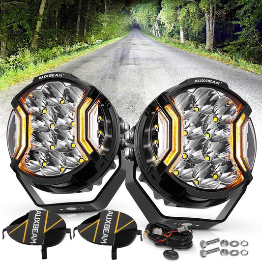 Auxbeam V-ULTRA 5" 172W Side Shooter LED Pod Lights – White with Amber DRL (Pair)
