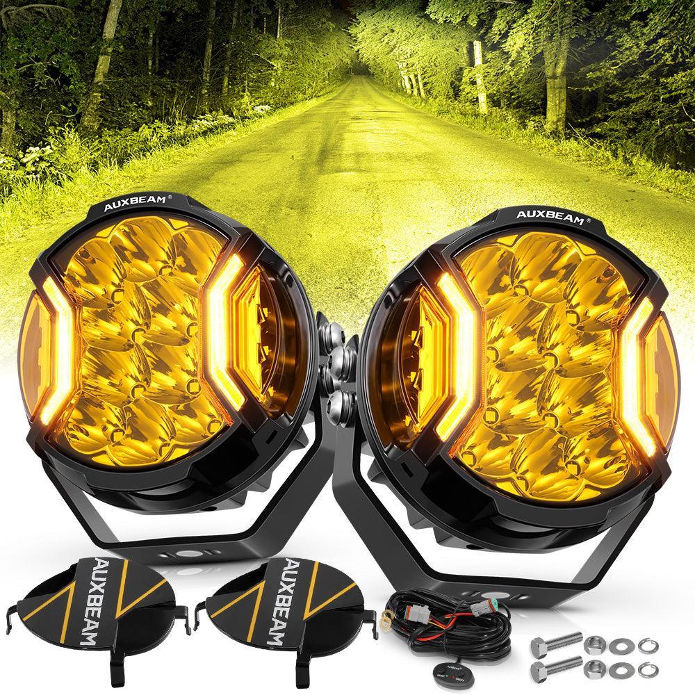 Auxbeam V-ULTRA 5" 172W Side Shooter LED Pod Lights – Amber with Amber DRL (Pair)