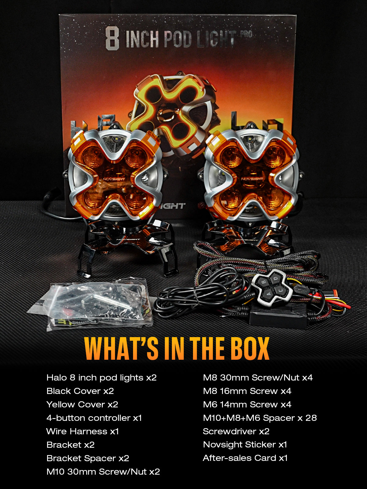 NOVSIGHT HALO Pro Series 8" LED Pod Lights | 220W (PCS) | Dual Color DRL | Superior Off-Road Visibility | Pre Sale